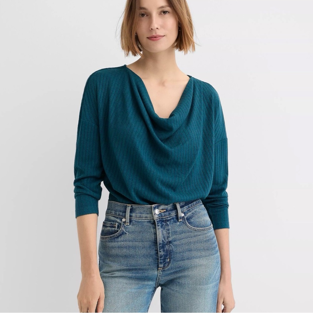 LOFT Teal Cowl Neck Sweater